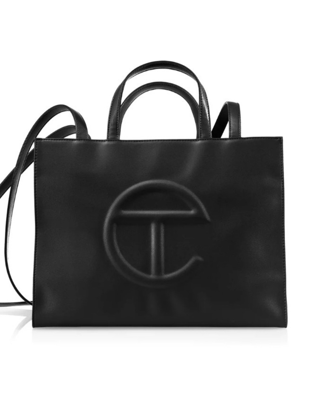 Medium Telfar Black Shopping Tote with Embossed Logo
